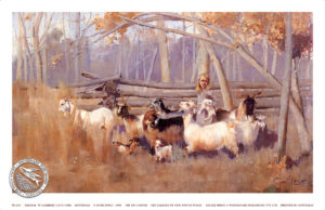 A BUSH IDYLL by George Lambert shows a girl with a herd of goats in a rural country setting